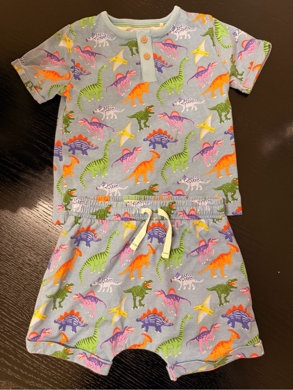 Boden Light Blue Kids set with Multicolor Dinosaurs